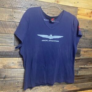 Honda Goldwing Blue V Neck Classic Fit Cotton T Shirt